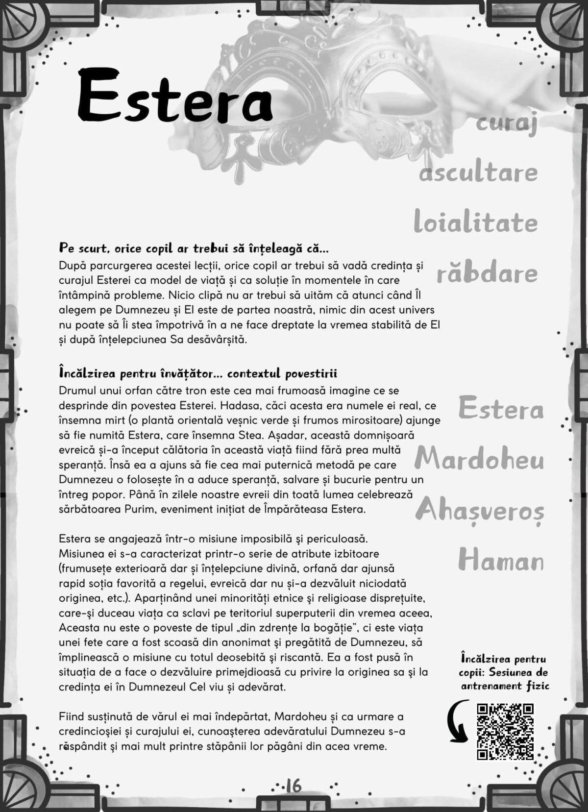 Antrenarea credintei, manual lectii de tabara