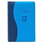 Biblia SBIR cu fermoar albastru