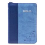 Biblia SBIR Cornilescu albastra cu fermoar, pagini argintii, Biblia SBIR Cornilescu mica