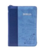 Biblia SBIR Cornilescu albastra cu fermoar, pagini argintii, Biblia SBIR Cornilescu mica