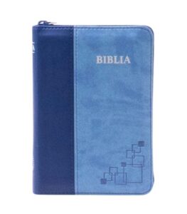 Biblia SBIR Cornilescu albastra cu fermoar, pagini argintii, Biblia SBIR Cornilescu mica