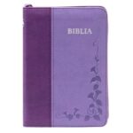 Biblia SBIR Cornilescu mov cu fermoar, pagini argintii