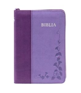 Biblia SBIR Cornilescu mov cu fermoar, pagini argintii